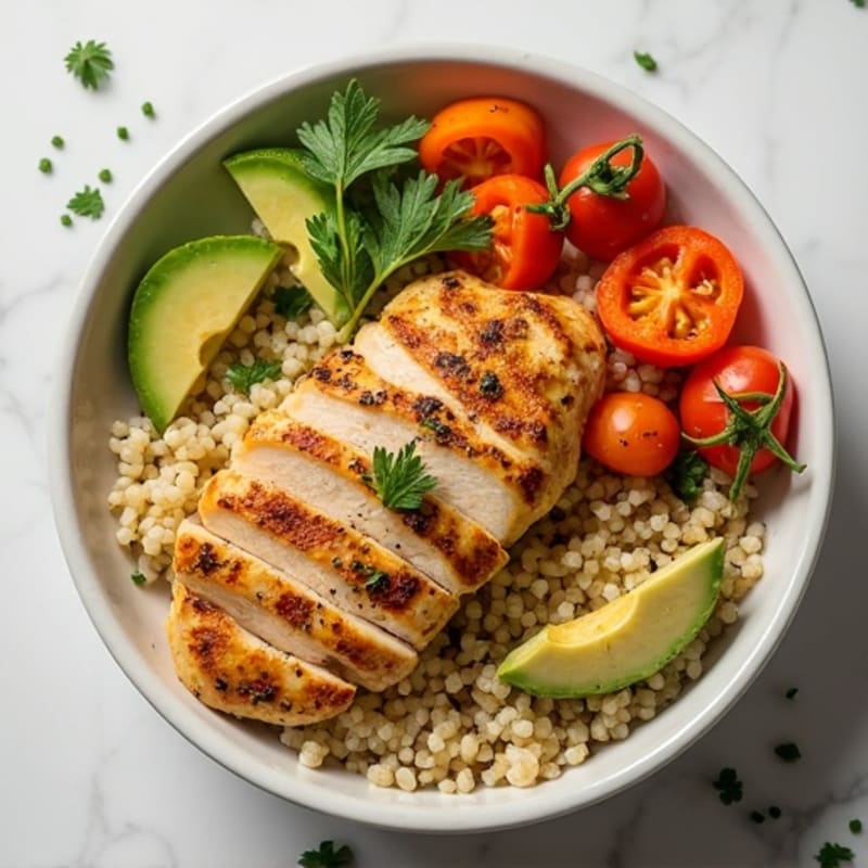 Grilled Chicken and Quinoa Bowl with Roasted Vegetables