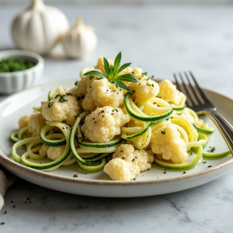 Creamy Cashew Cauliflower Alfredo with Zucchini Noodles