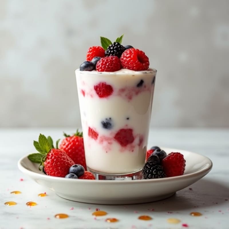 Silky Protein Yogurt Parfait with Mixed Berries