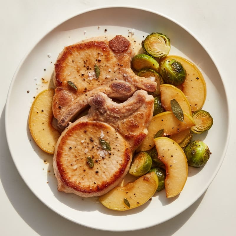 Pan-Seared Pork Chops with Roasted Apples