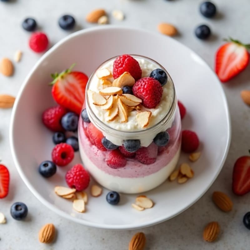 Cottage Cheese Berry Parfait with Toasted Almonds