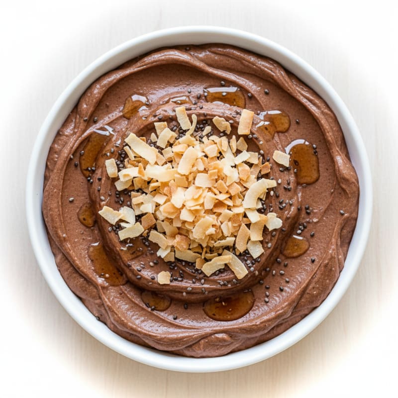 Silky Chocolate Protein Pudding with Toasted Coconut