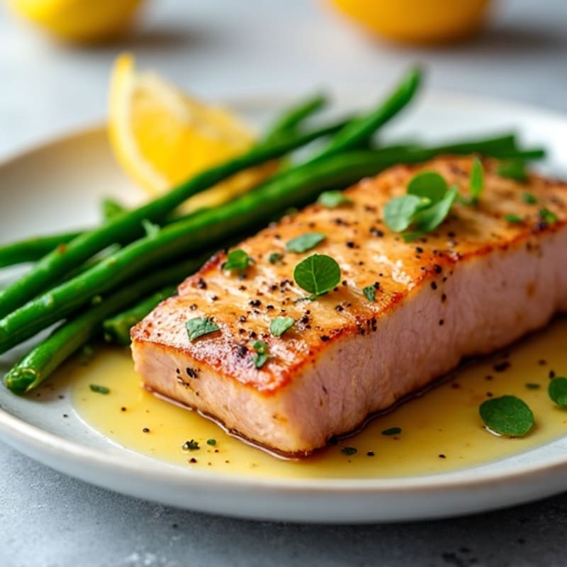 Citrus-Garlic Seared Tuna with Crispy Green Beans