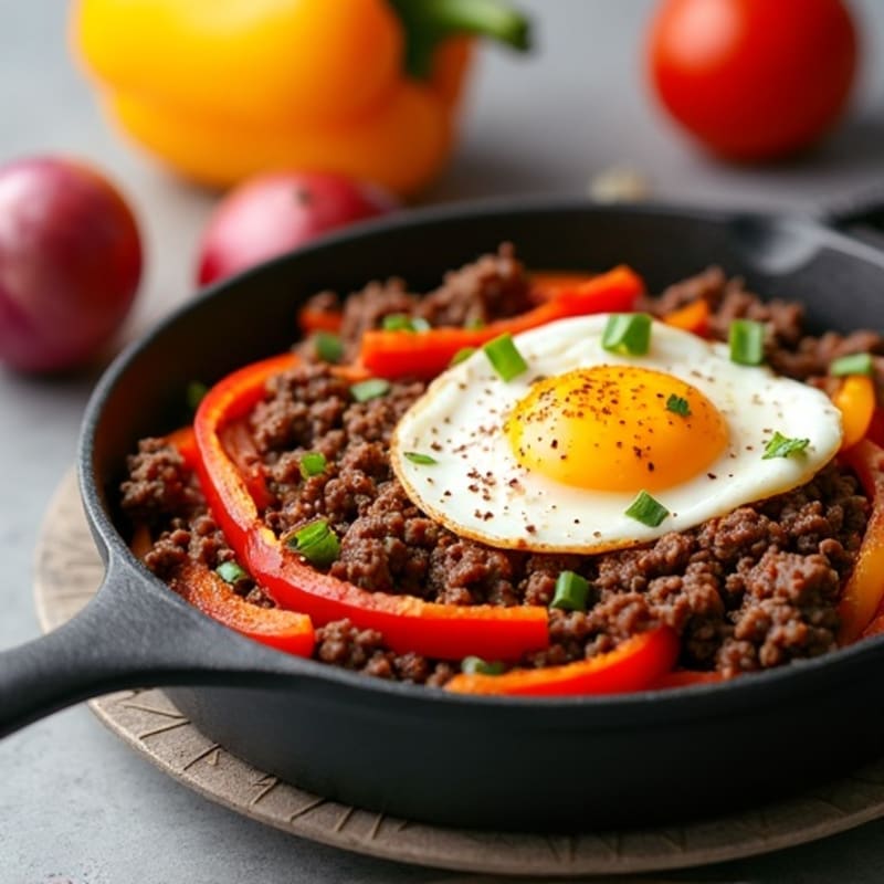 Lean Ground Beef and Bell Pepper Skillet