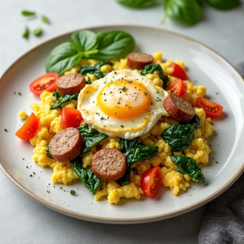 Egg White and Turkey Sausage Scramble with Spinach