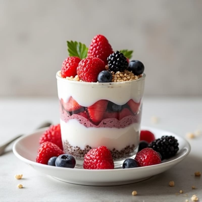 Greek Yogurt Protein Parfait with Mixed Berries