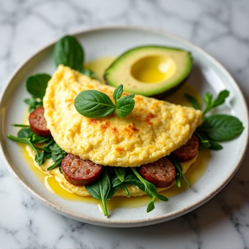 Egg White Omelette with Spinach and Turkey Sausage