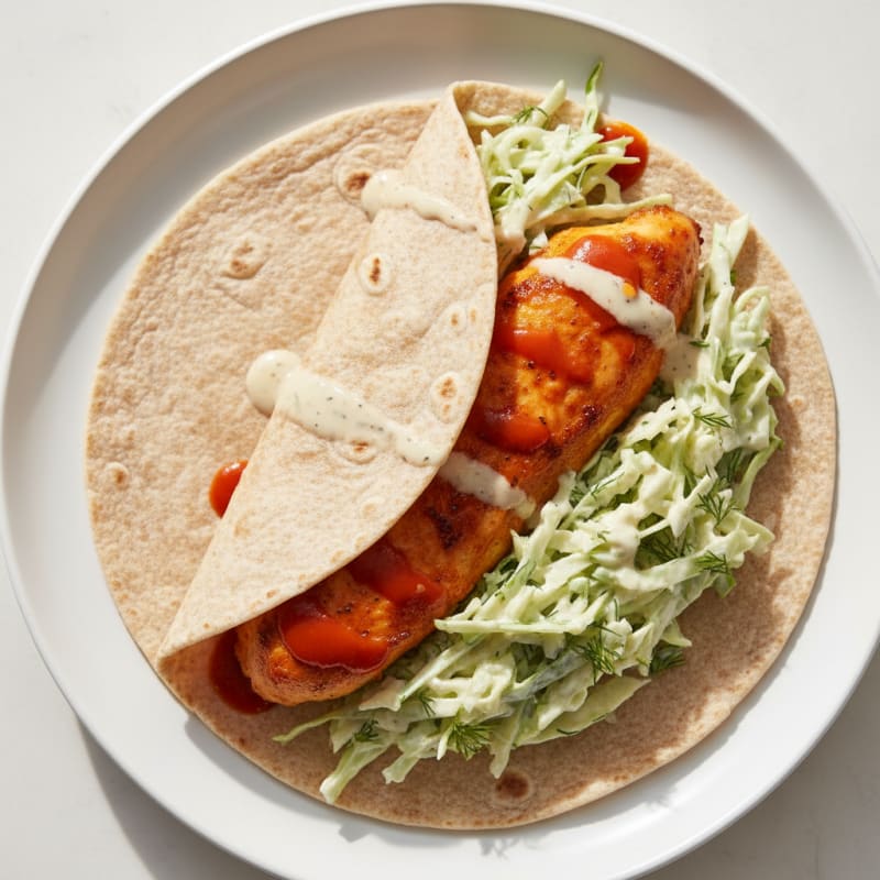 Buffalo Ranch Chicken and Slaw Wrap