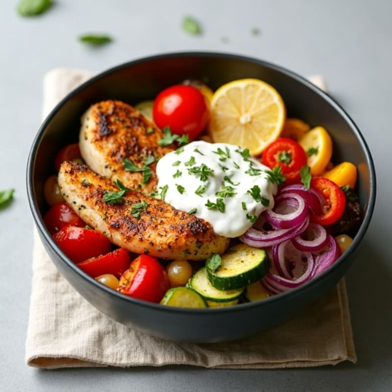 Herb-Spiced Chicken Shawarma Bowl with Roasted Vegetables