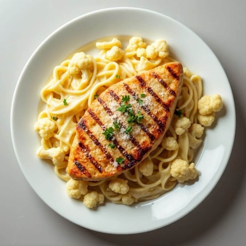 Creamy Cauliflower Alfredo with Grilled Chicken