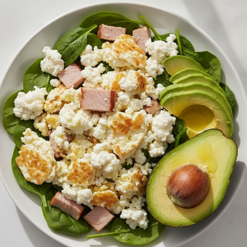 Egg White Scramble with Cottage Cheese and Smoked Turkey