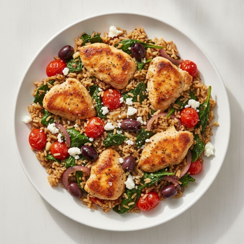 Mediterranean Chicken and Rice Skillet