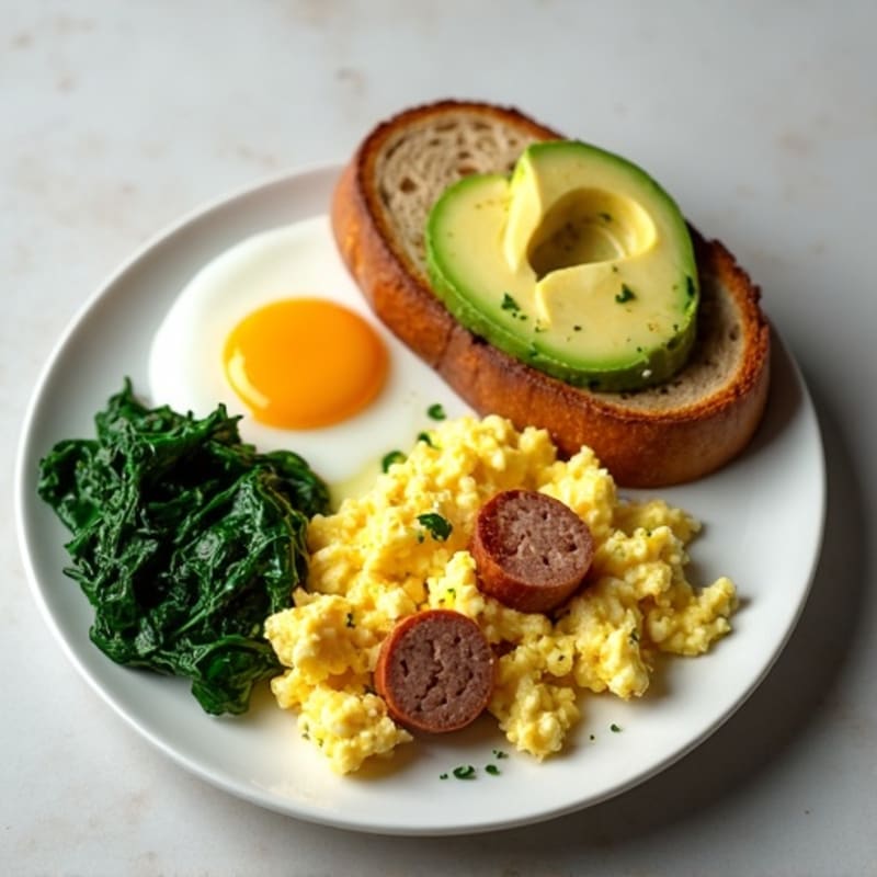 Egg White and Spinach Scramble with Turkey Sausage