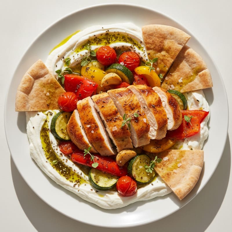 Labneh Mezze Platter with Roasted Vegetables