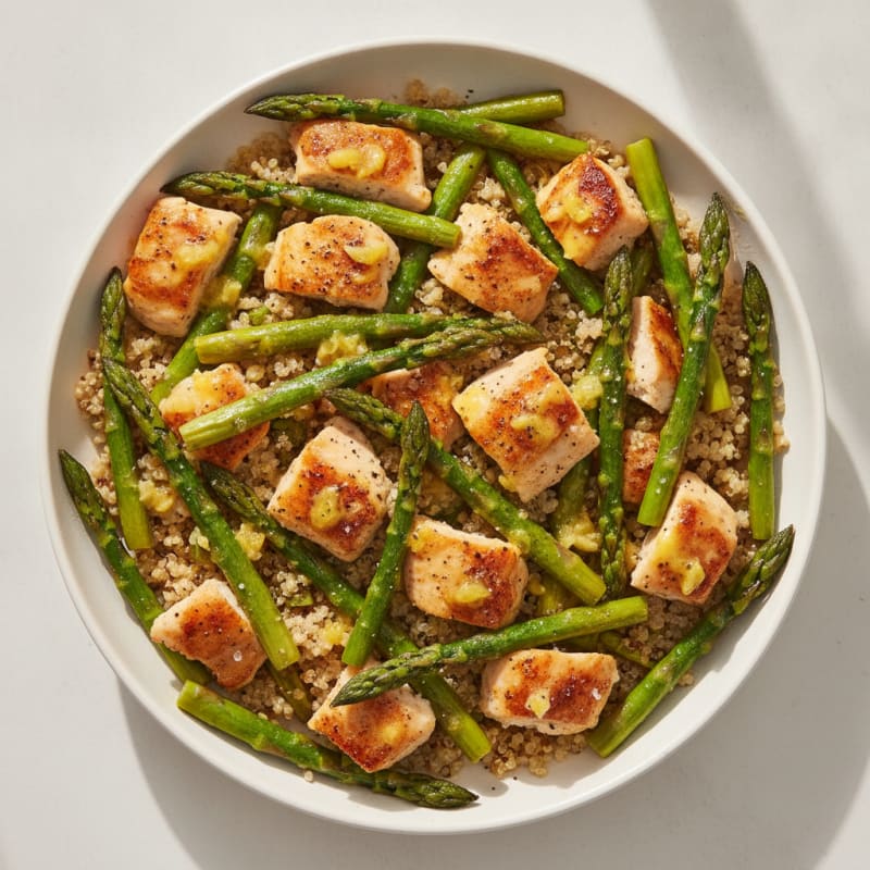 Roasted Asparagus and Chicken with Lemon-Garlic Dressing