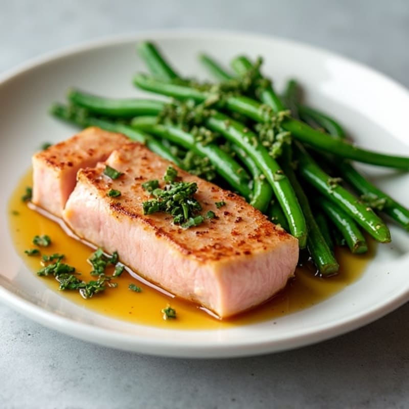 Pan-Seared Tuna with Crispy Roasted Green Beans