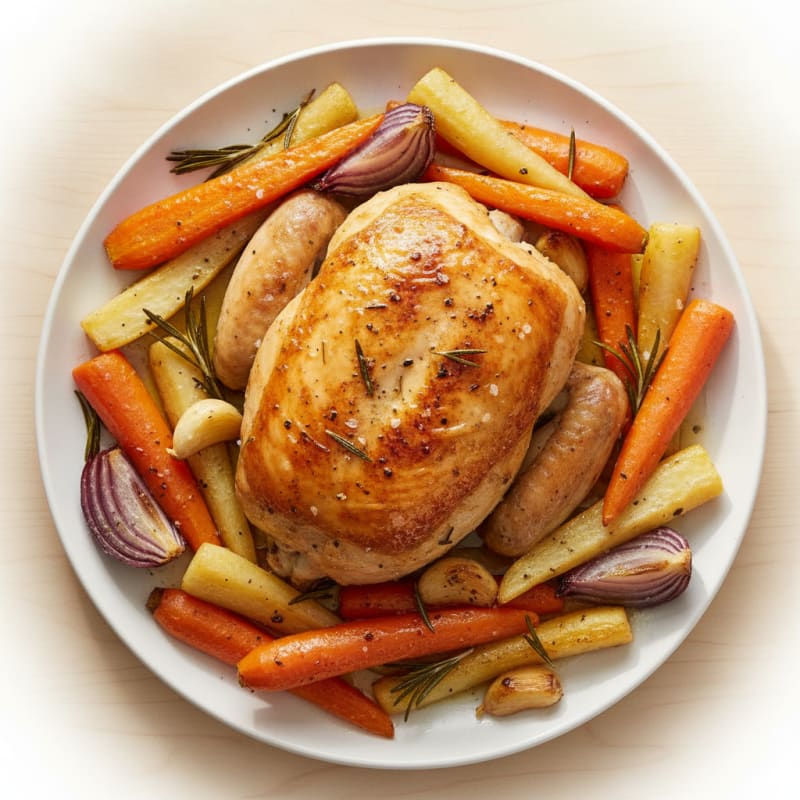 Garlic Herb Roasted Chicken with Root Vegetables