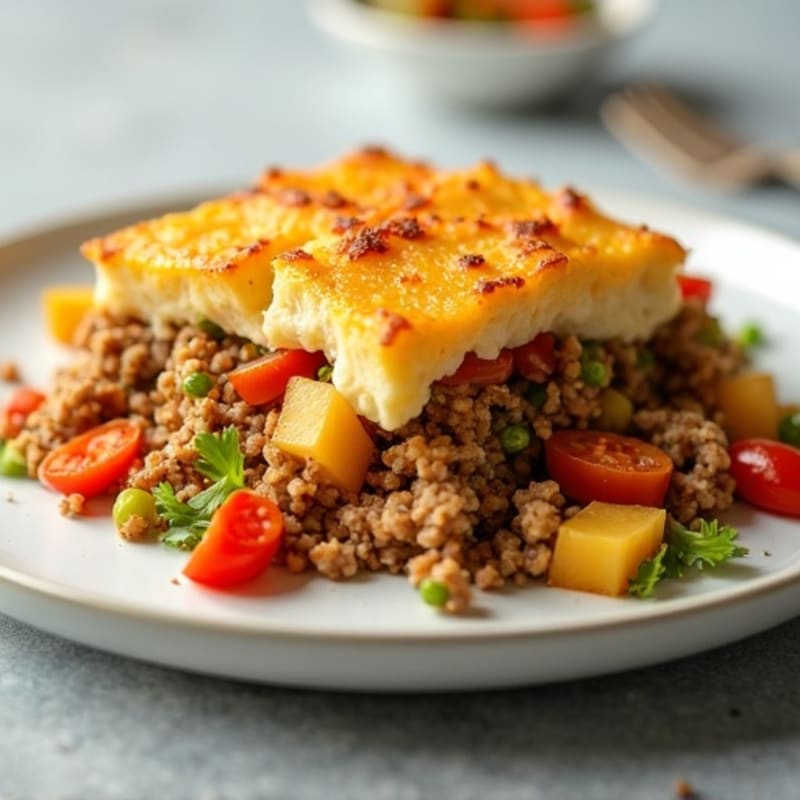 Crispy Potato-Topped Lean Ground Turkey and Vegetable Bake