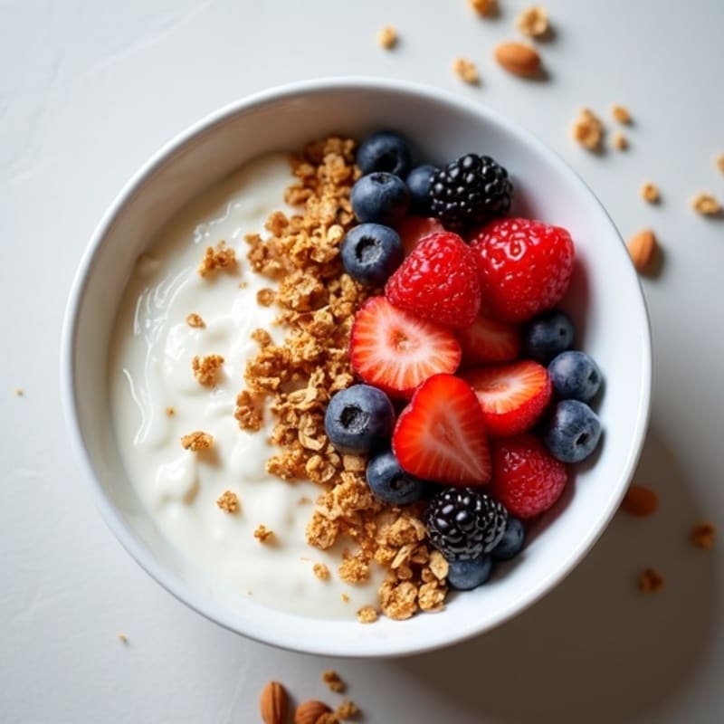 Creamy Greek Yogurt Bowl with Fresh Berries and Crunchy Granola