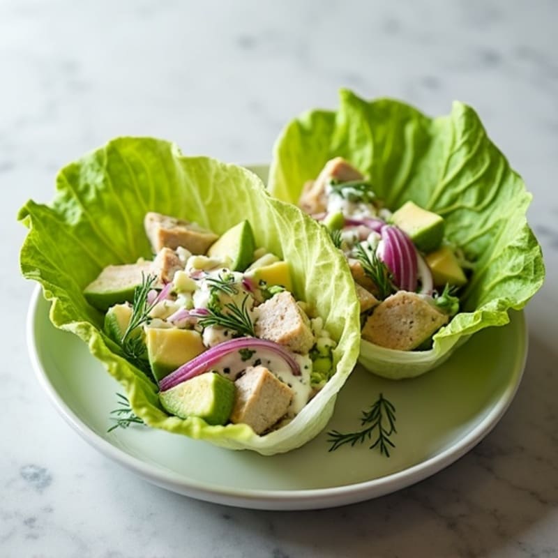 Creamy Dill Chicken Salad Lettuce Wraps