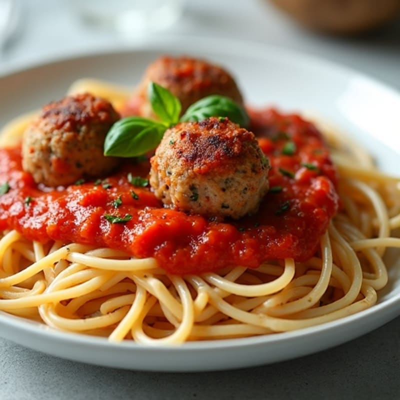 Lean Turkey Meatballs with Whole Wheat Spaghetti and Fresh Marinara