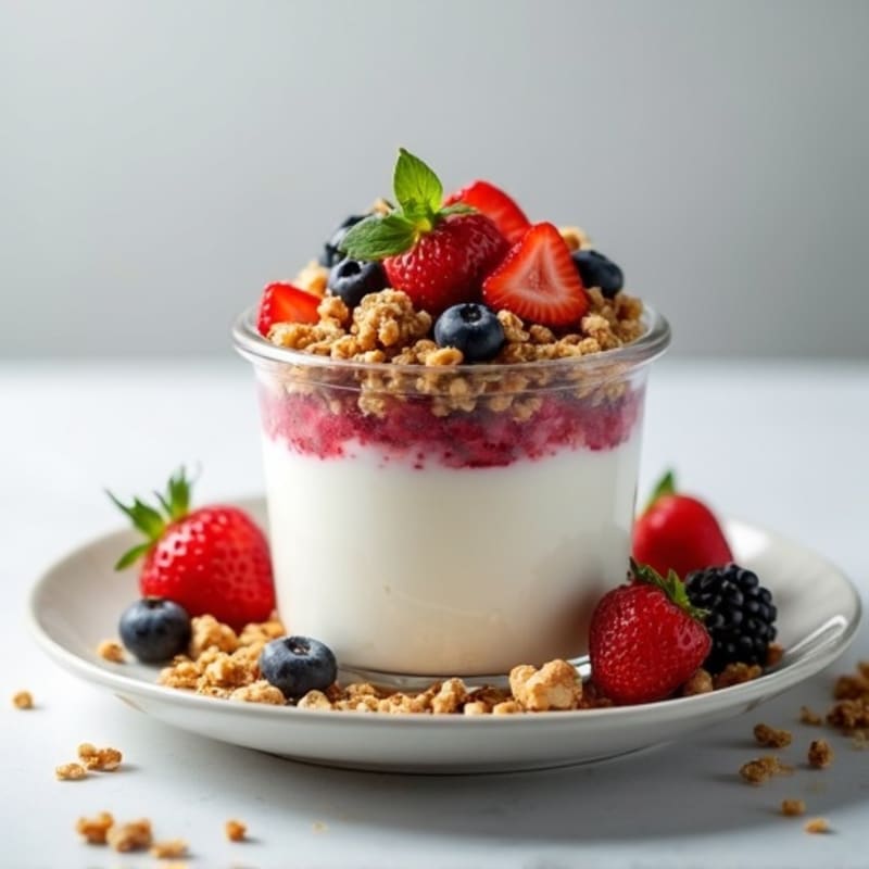 Creamy Greek Yogurt Parfait with Protein Granola and Mixed Berries