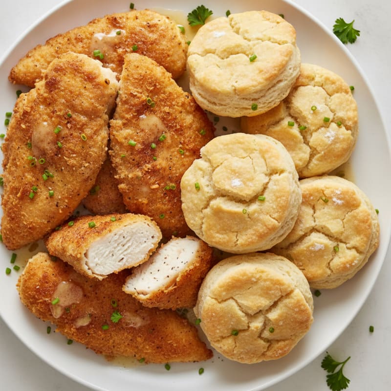 Oven-Fried Buttermilk Chicken & Fluffy Yogurt Biscuits