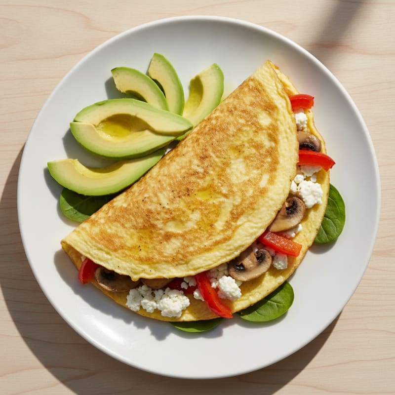 Egg White Veggie Omelet with Cottage Cheese