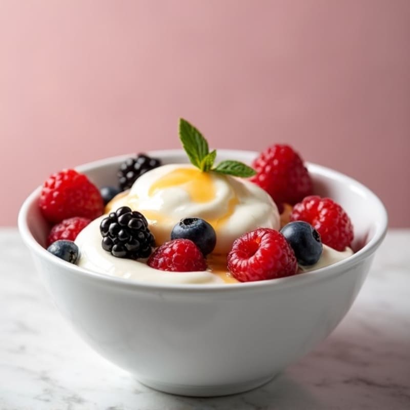 Creamy Greek Yogurt with Mixed Berries and Protein Powder