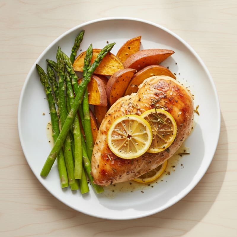 Lemon Herb Roasted Chicken with Asparagus