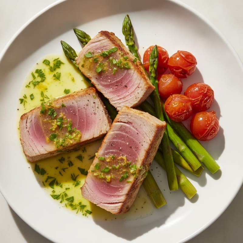 Seared Tuna with Lemon-Herb Sauce
