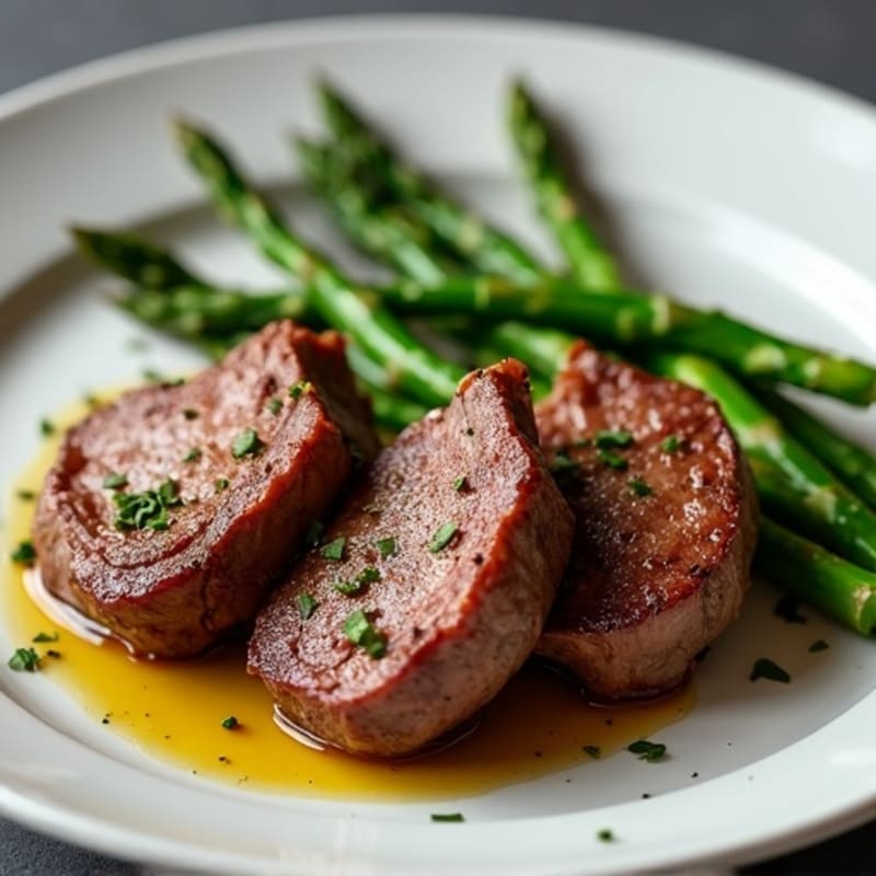 Pan-Seared Lamb Loin Chops with Roasted Asparagus