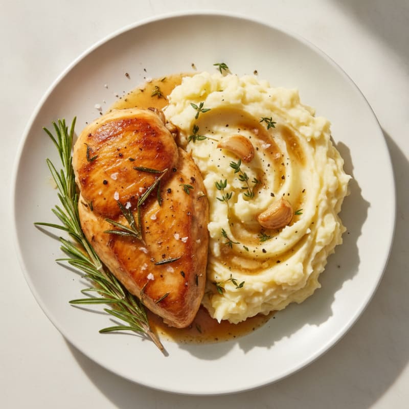 Herb-Roasted Chicken with Garlic Mashed Potatoes