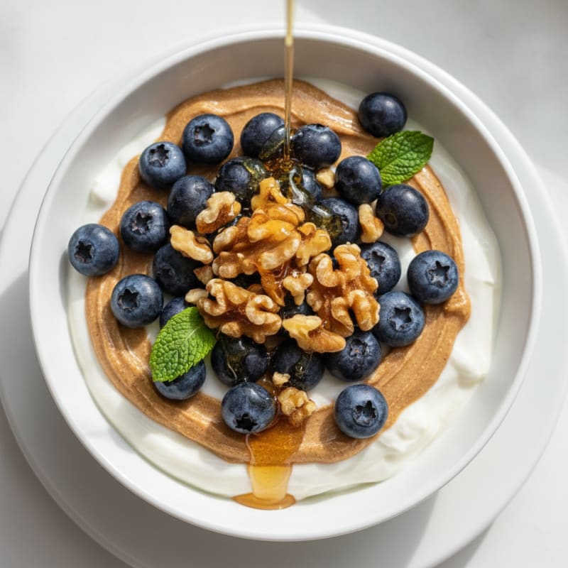 Creamy Greek Yogurt Parfait with Almond Butter and Berries
