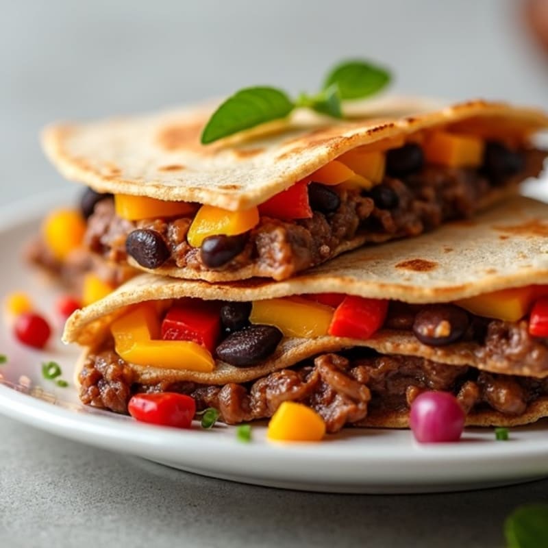 Crispy Whole Wheat Steak and Black Bean Quesadillas