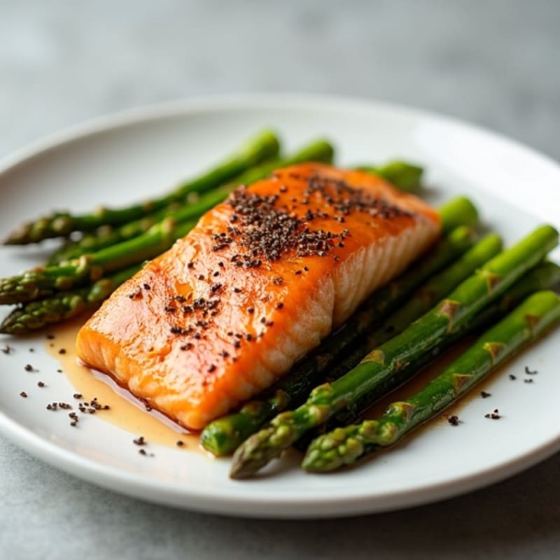 Miso-Glazed Salmon with Crispy Roasted Asparagus