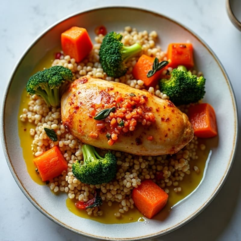 Kimchi Sheet Pan Chicken with Roasted Vegetables