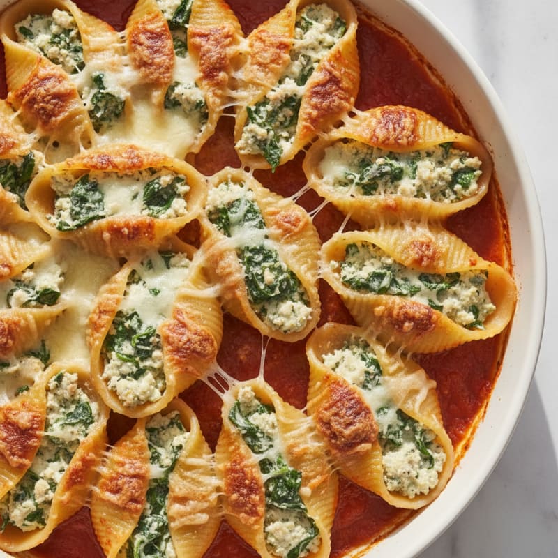 Baked Spinach Ricotta Stuffed Shells