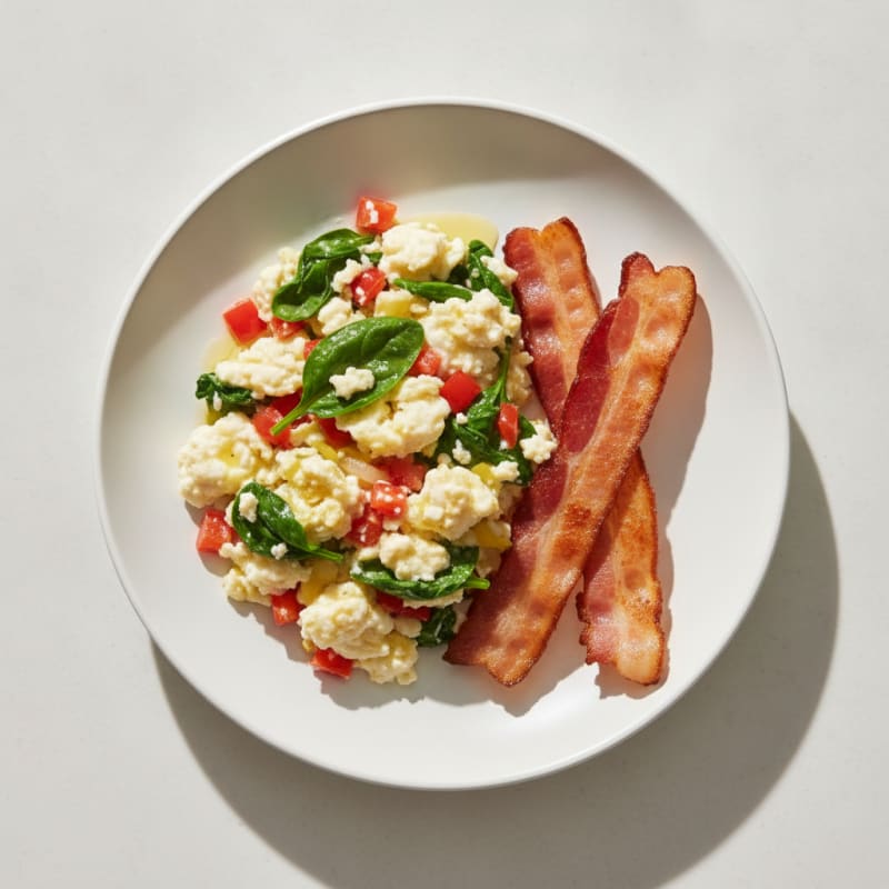 Egg White Vegetable Scramble with Turkey Bacon