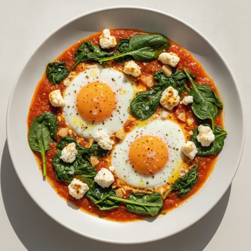 Baked Eggs with Spinach and Feta