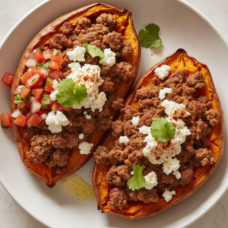 Southwest Beef Stuffed Sweet Potatoes