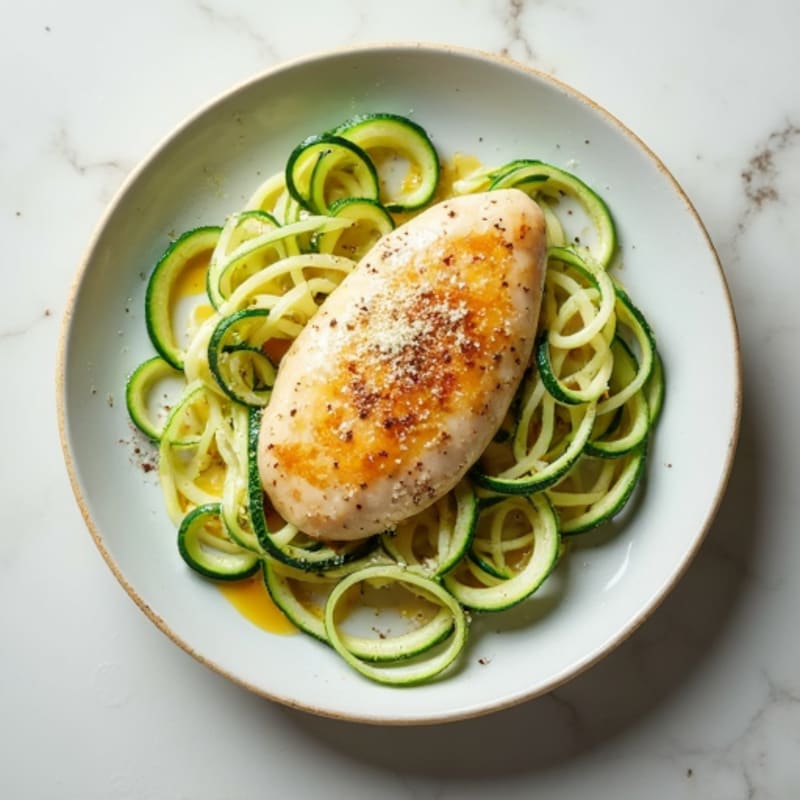 Creamy Lightened-Up Chicken Alfredo with Zucchini Noodles