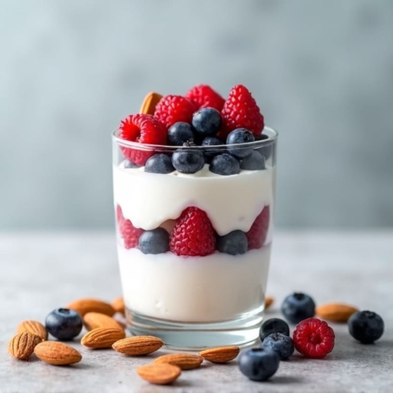 Greek Yogurt Protein Parfait with Berries and Almonds