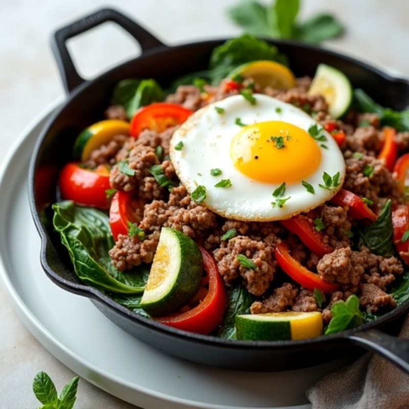 Lean Minced Beef and Crispy Vegetable Skillet