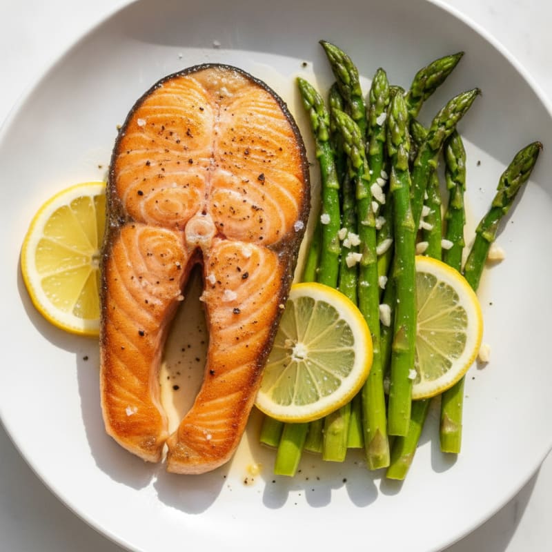 Pan-Seared Salmon with Roasted Asparagus
