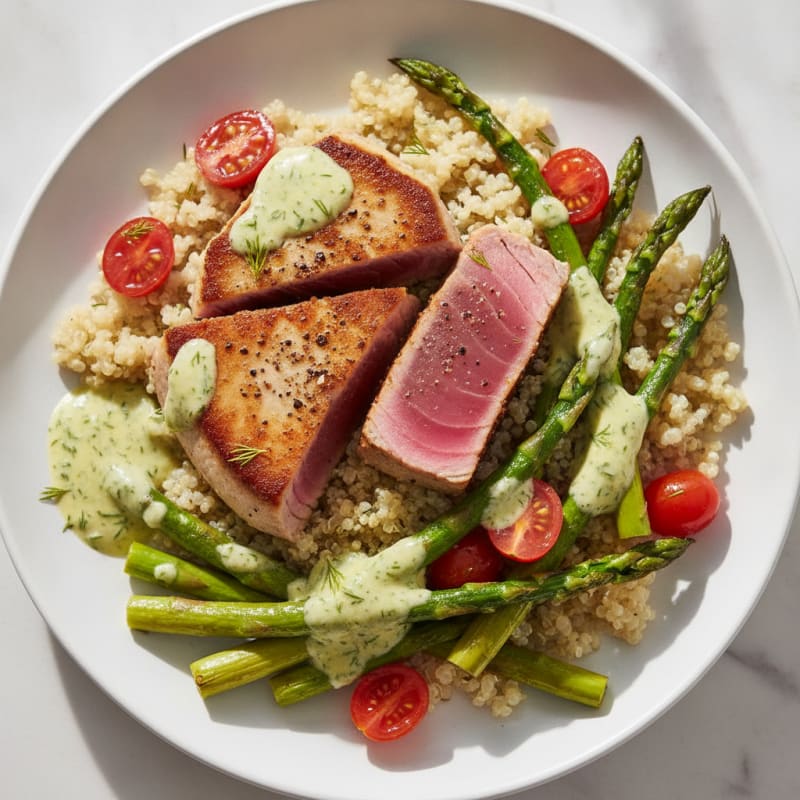 Pan-Seared Tuna with Lemon-Dill Sauce