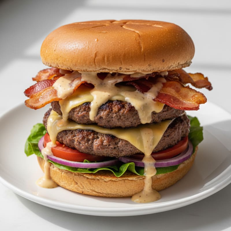 Double Bacon Cheeseburger with Secret Sauce
