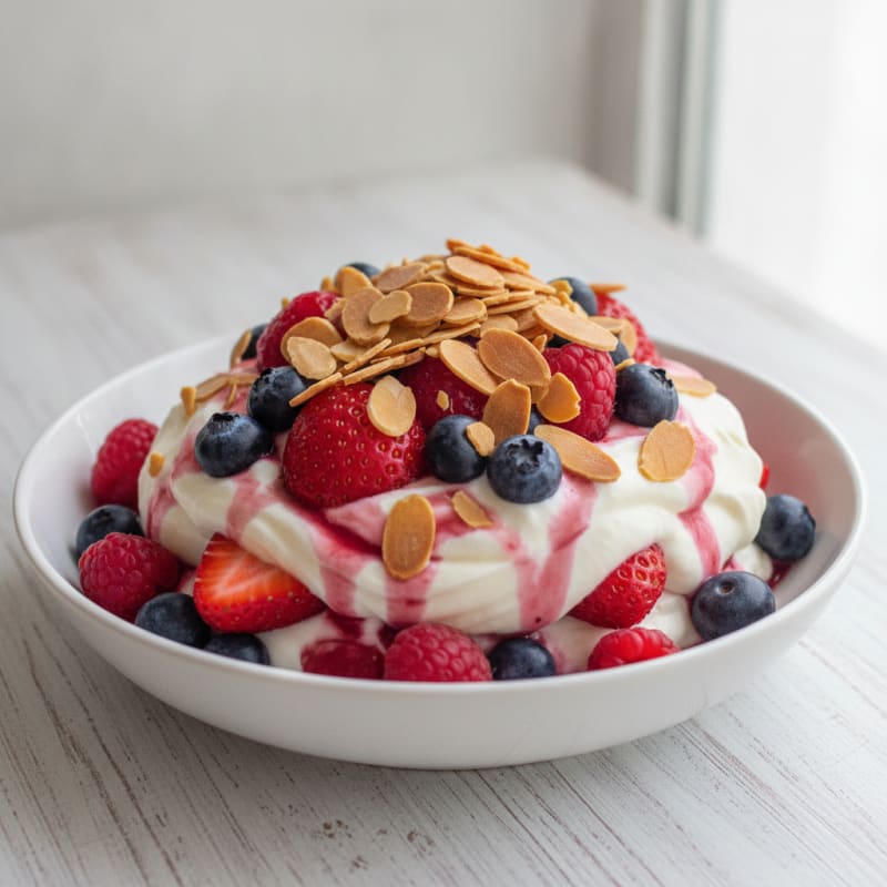 Greek Yogurt Protein Parfait with Mixed Berries and Almonds