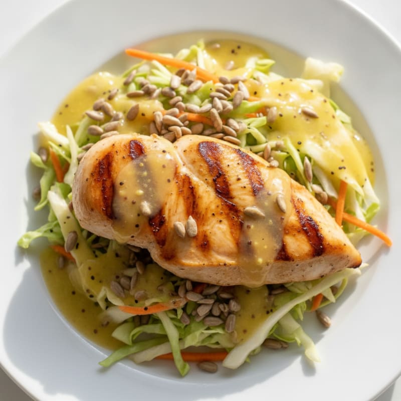 Grilled Chicken Breast with Crunchy Cabbage Slaw and Lemon Vinaigrette