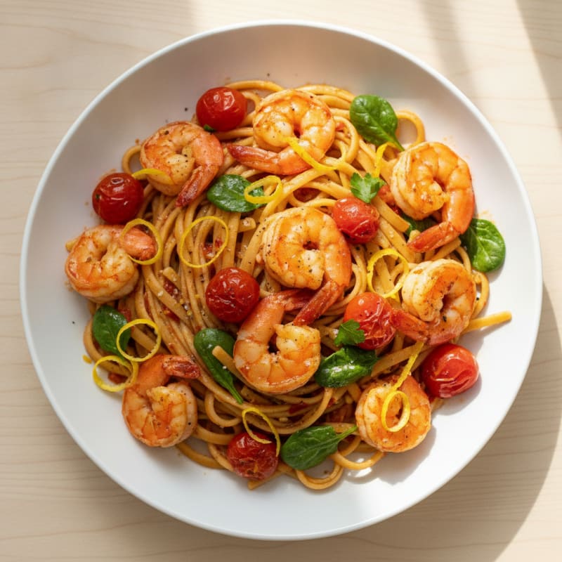 Spicy Calabrian Chili Shrimp Linguine